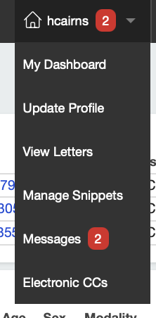 user dropdown